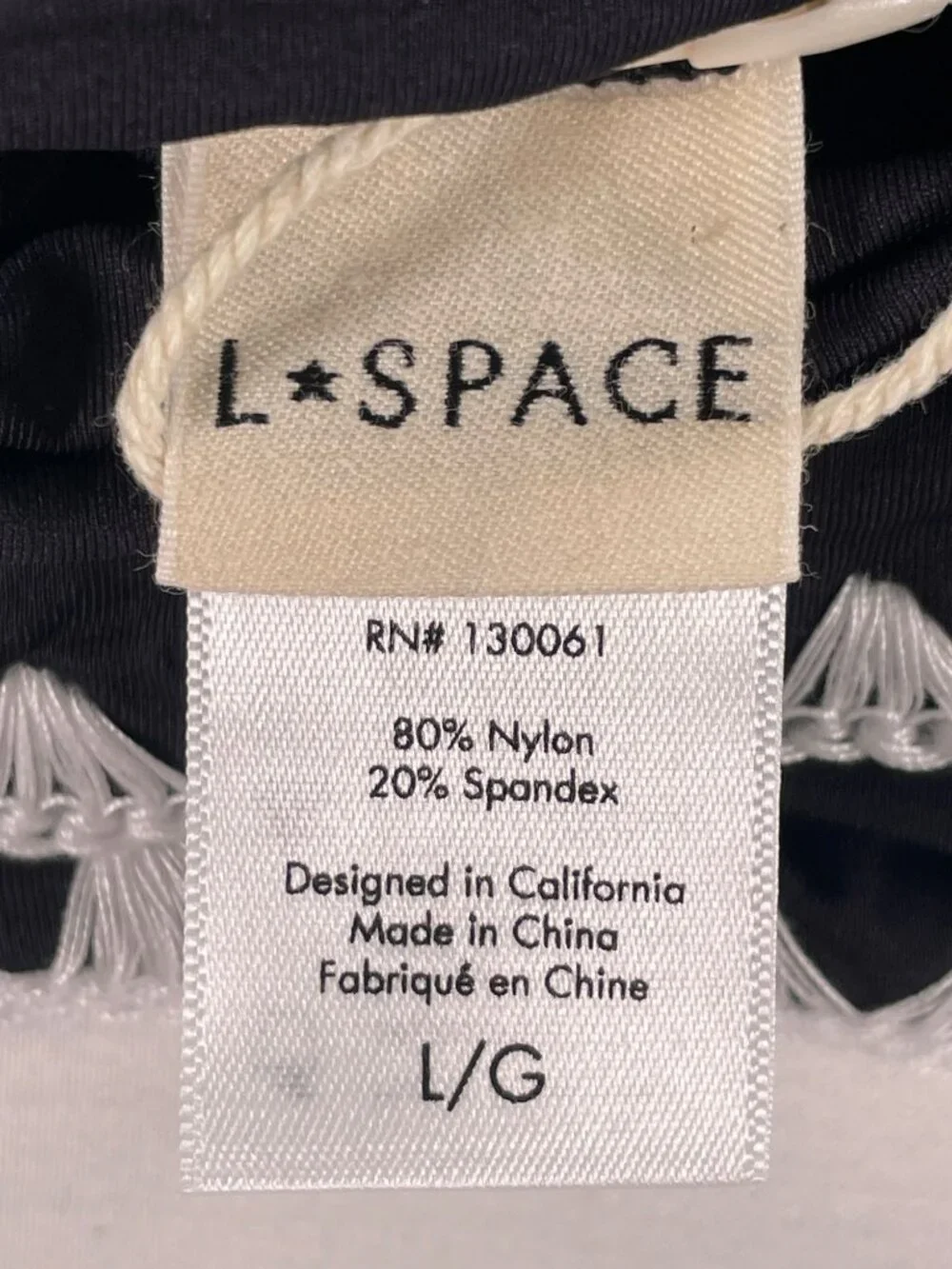 LSpace Effie Top Black Bikini Swimwear Nylon/Spandex Women's Sz L MSRP$110 NEW